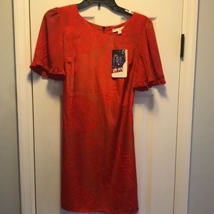 New with tags Orange ruffle sleeve dress!